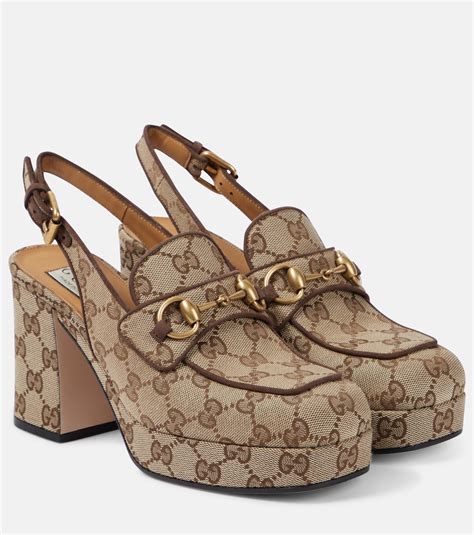 gucci canvas slingbacks|gucci slingback horsebit.